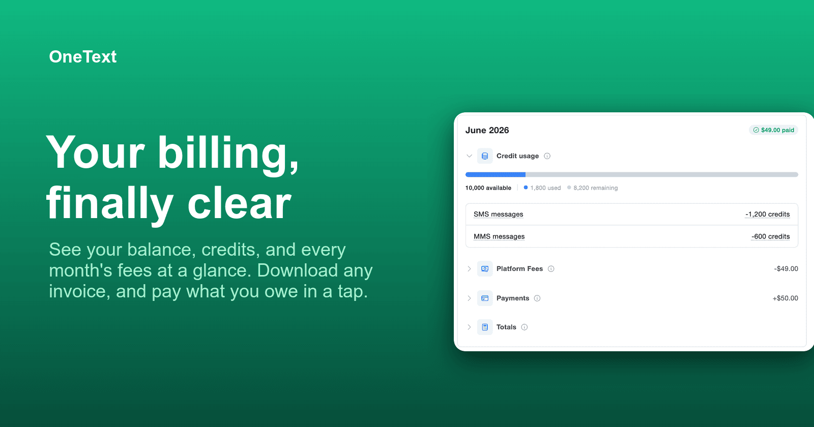 Your billing, finally clear