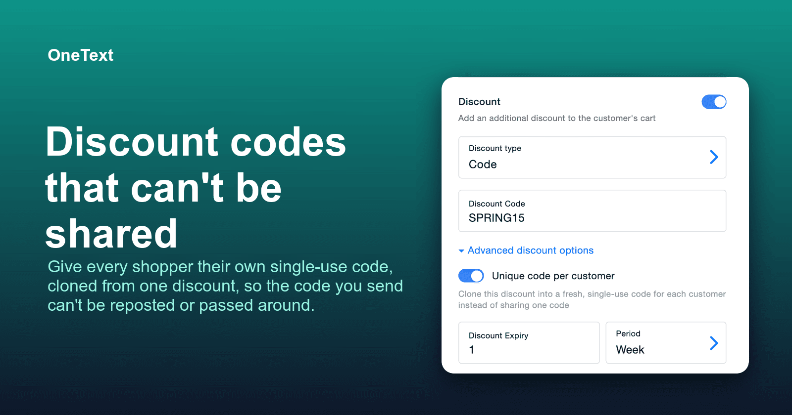 Discount codes that can't be shared